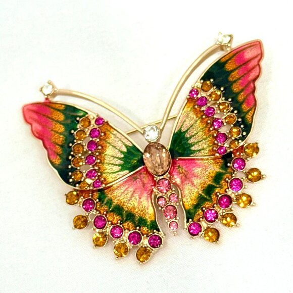 Large Napier Enameled Butterfly Brooch/Pin - Picture 2 of 6